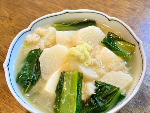 豆腐、長芋、小松菜のかにあんかけ【和食・副菜】